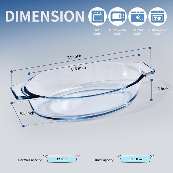 Yomvzake Mini Casserole Dish Borosilicate Glass Oven Safe-2