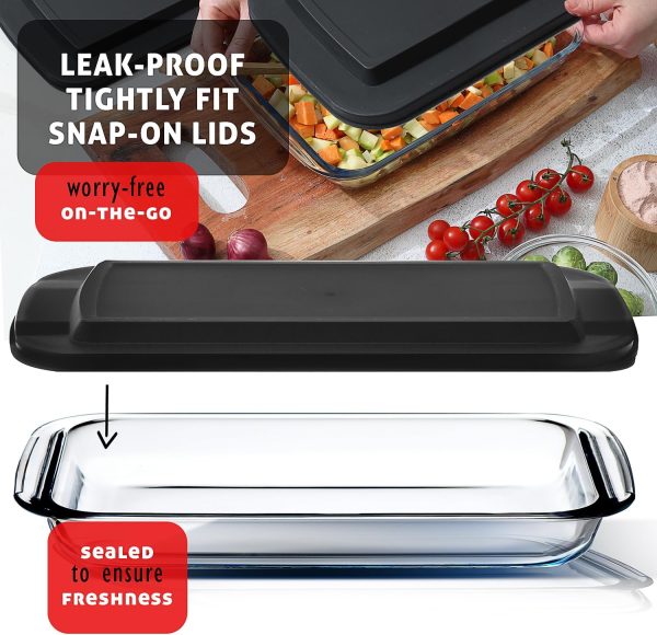 EATEX Glass Baking Dishes with Lids Oven Safe Set-6