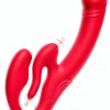 Licking Strapless Strap On Dildo Vibrator Remote Control-0