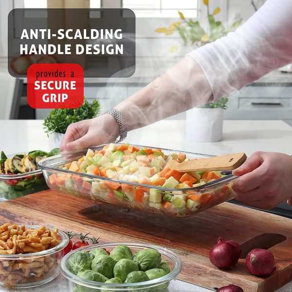EATEX Glass Baking Dishes with Lids Oven Safe Set-3