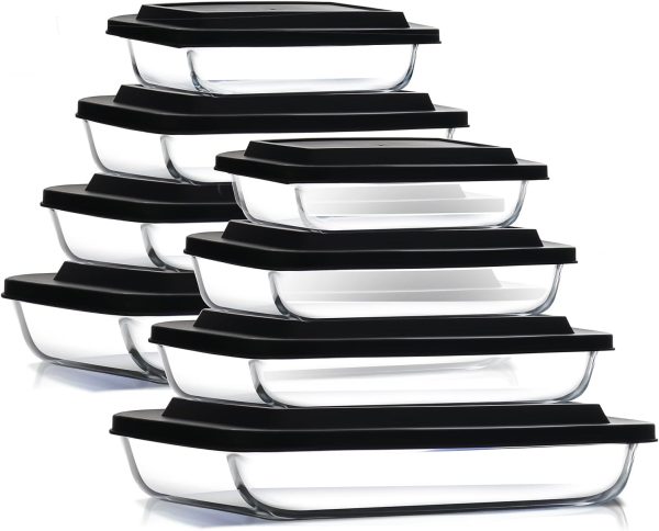 EATEX Glass Baking Dishes with Lids Oven Safe Set-0