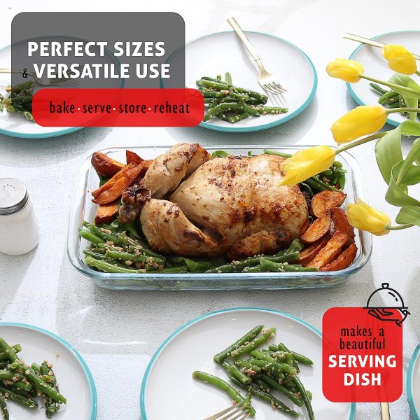 EATEX Glass Baking Dishes with Lids Oven Safe Multi-pack-5