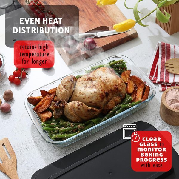 EATEX Glass Baking Dishes with Lids Oven Safe Set-5