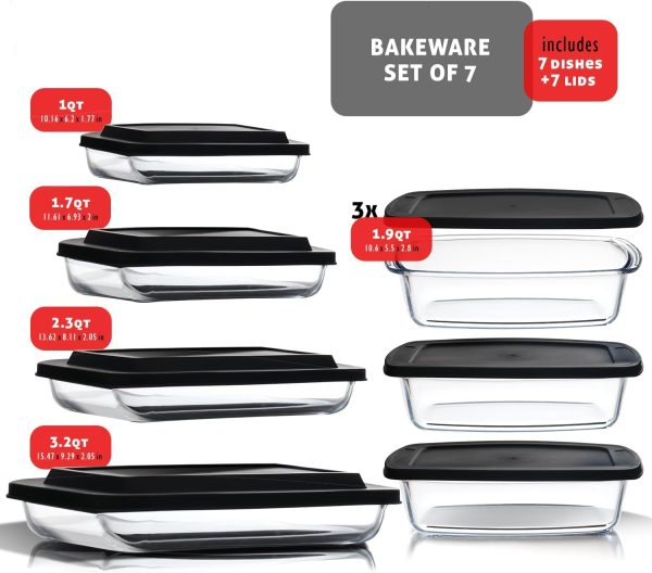 EATEX Glass Baking Dishes with Lids Oven Safe Multi-pack-1