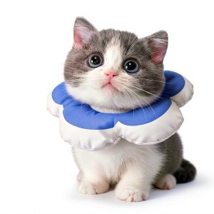 Cat Cone Collar Soft Adjustable Recovery by KOOBURS Purple Flower XS-0