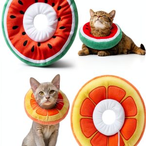 Adjustable Cat Cone Collar Frienda Orange Watermelon 5-7lb-0