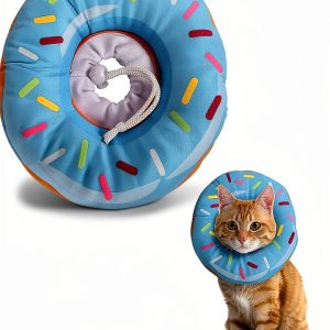 Soft Cat Recovery Collar FRIUSATE Adjustable Blue Donut Cone M Size-0