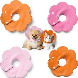 Cat Recovery Collar Weewooday Flower Shape Soft Pink/Orange S M-0