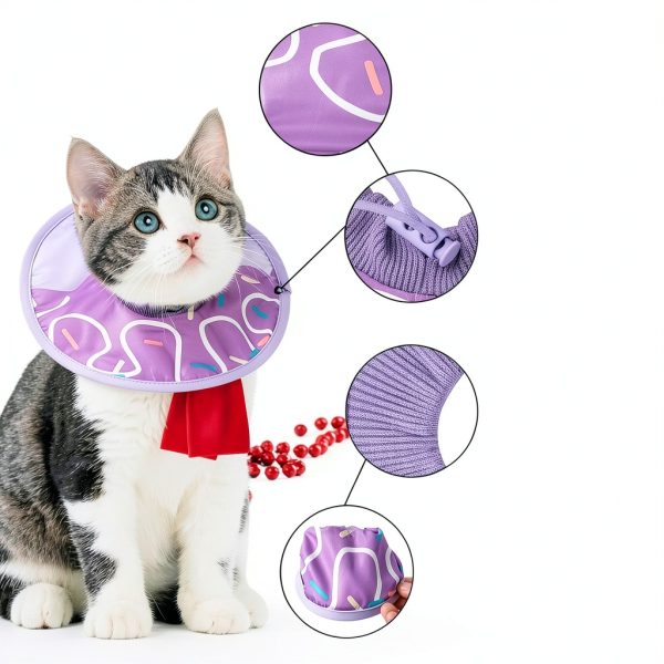 Cat Recovery Collar SLSON Lightweight Soft Donut Adjustable Purple XS-3