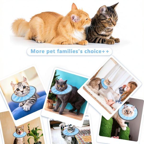 Lightweight Cat Cone Collar Soft, Soft Comfortable Cat Recovery Collar After Surgery, Elizabethan E Collar for Cats, Cone for Cats to Stop Licking (Baby Blue, Small)-6