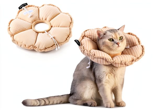 H HIDREAM Soft Cat Cone Collar， Cute Adjustable Cat Recovery Collar，Elizabethan e Collar That can Protect Head and Foot Wounds，Egg White All-Season Style-0