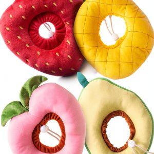 Weewooday 4 Pcs Adjustable Cat Cone Collar Soft Cat Recovery Collar Cute Kitten Fruits Shaped After Surgery Wound Elizabeth Padded Pet Neck Anti Bite Lick Dog Comfortable Smooth Texture-0