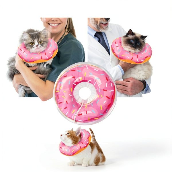 Cat Cone Collar Soft, Cute Cat Donut Collar After Surgery, Adjustable Kitten Recovery Cones to Stop Licking, Lightweight Neck Elizabethan Collars for Cats Kittens (Pink, Small)-5
