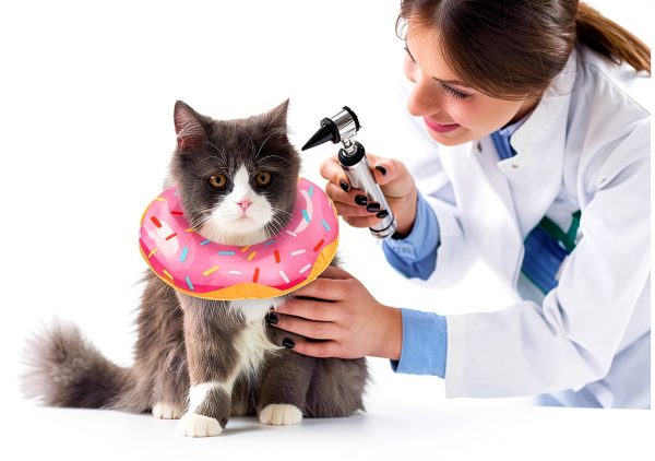 Cat Cone Collar Soft, Cute Cat Donut Collar After Surgery, Adjustable Kitten Recovery Cones to Stop Licking, Lightweight Neck Elizabethan Collars for Cats Kittens (Pink, Small)-2