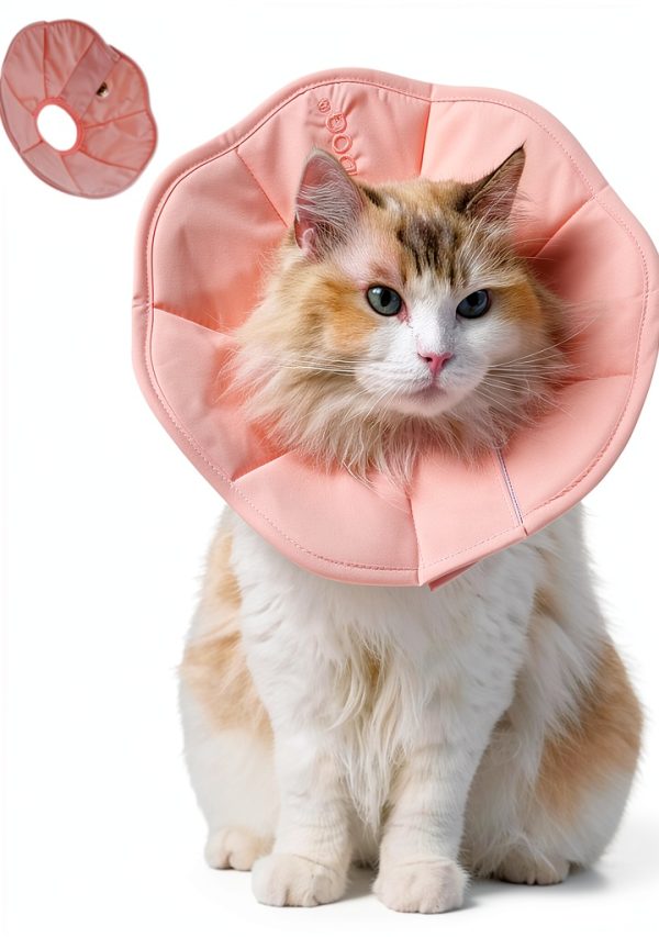 Touchdog Adjustable Soft Cat Cone Collar Waterproof Recovery Pink-0