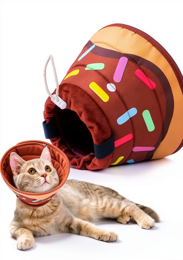 KOOLTAIL Cat Cone Collar Adjustable Brown Donut Size M-0