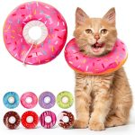 Cat Cone Collar Soft, Cute Cat Donut Collar After Surgery, Adjustable Kitten Recovery Cones to Stop Licking, Lightweight Neck Elizabethan Collars for Cats Kittens (Pink, Small)-0