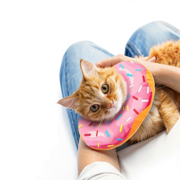Cat Cone Collar Soft, Cute Cat Donut Collar After Surgery, Adjustable Kitten Recovery Cones to Stop Licking, Lightweight Neck Elizabethan Collars for Cats Kittens (Pink, Small)-3