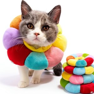KUDES Cat Small Dog Recovery Collar Adjustable Sunflower E Collar XS-0