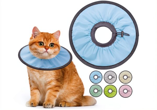 Lightweight Cat Cone Collar Soft, Soft Comfortable Cat Recovery Collar After Surgery, Elizabethan E Collar for Cats, Cone for Cats to Stop Licking (Baby Blue, Small)-0
