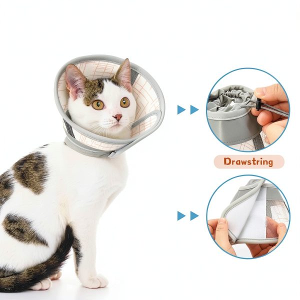 Supet Cat Cone Collar Soft, Air Mesh Recovery Collar to Stop Licking, Breathable Neck Cone Alternative for Small Kitten, Lightweight Cat Head Cone Anti Scratch (S)-6